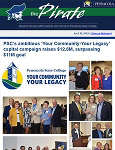 Pensacola State College community leaders at a campus event promoting student success.