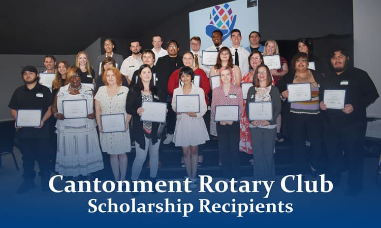 Scholarship recipients at Pensacola State College with Rotary Club support.