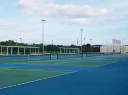 Outdoor tennis and racquetball courts at Pensacola State College for student recreation and sports p.