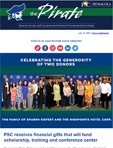 Celebrating two donors' generosity with a group photo at the July 21, 2022 event.
