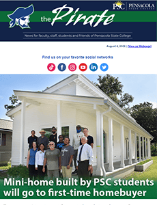 Mini-home constructed by Pensacola State College students for first-time homebuyers and community de.