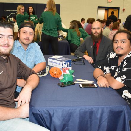 Pensacola State College students engaging in athletic activities during Pirate Experience.