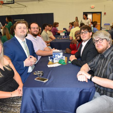 Pensacola State College students at Pirate Experience supporting the athletics Game Plan.