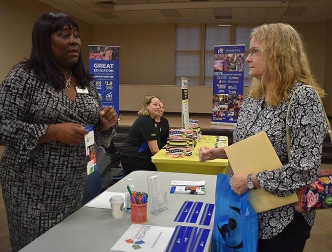 Pensacola State College hosts fall job fair with students and employers engaging in career networkin.