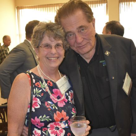 High-resolution image of Molly McGuire and a colleague at PSC scholarship event.