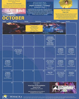 Higher education arts events at Pensacola State College.