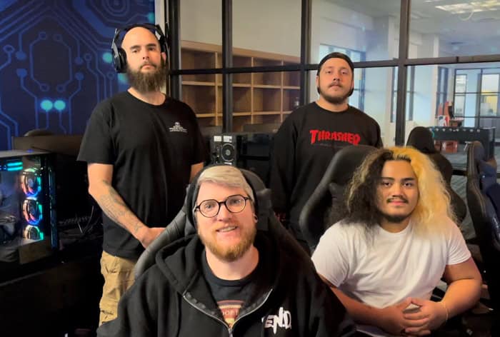 Esports team members at Pensacola State College ready for NJCAAE Call of Duty: Warzone playoffs.