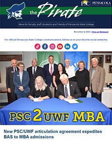 College signing ceremony for MBA program at Pensacola State College.
