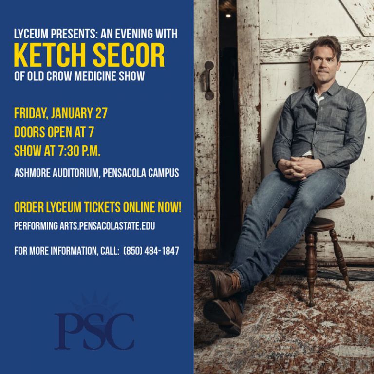 Ketch Secor of Old Crow Medicine Show at Pensacola State College event.