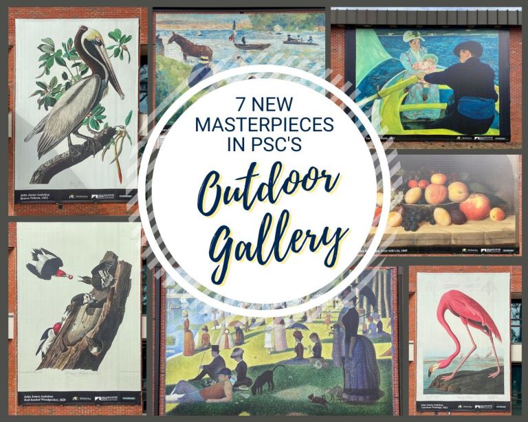 Colorful outdoor art gallery showcasing new masterpieces at PSC campus.