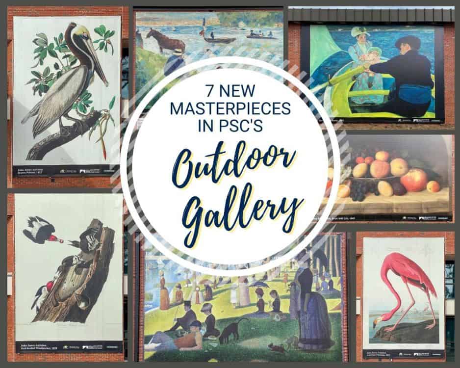 Colorful outdoor art gallery showcasing new masterpieces at PSC campus.
