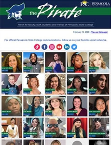 Diverse student portraits at Pensacola State College, February 16, 2023, showcasing academic success.