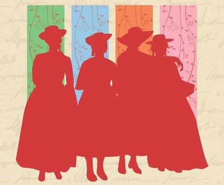 Women in 19th-century dresses at Pensacola State College Performing Arts event.