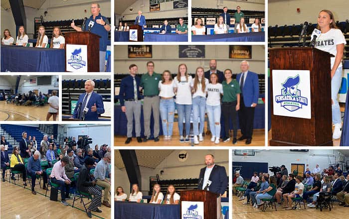 High school athletes signing with Pensacola State College women&rsquo;s soccer team.