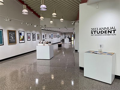 An inviting view of the 2023 Student Art Awards Exhibition at the Anna Lamar Switzer Center for Visu.