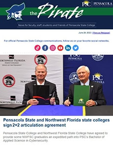 Pensacola State College and Northwest Florida State College sign 2+2 articulation agreement for seam.