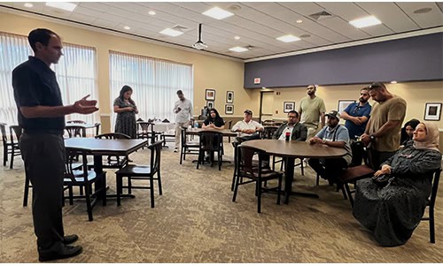 Bahrain delegation learning about workforce education at Pensacola State College.