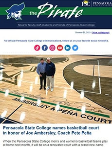 Basketball court at Pensacola State College honoring Joe Amberg and Pepe Pe&ntilde;a.