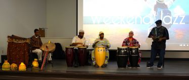 Diverse jazz musicians perform during Black History Month celebration at Pensacola State College.