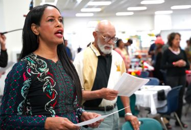 Diverse group participating in Black History Month event at PSC.