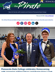 Pensacola State College Homecoming event featuring students and faculty in formal wear.