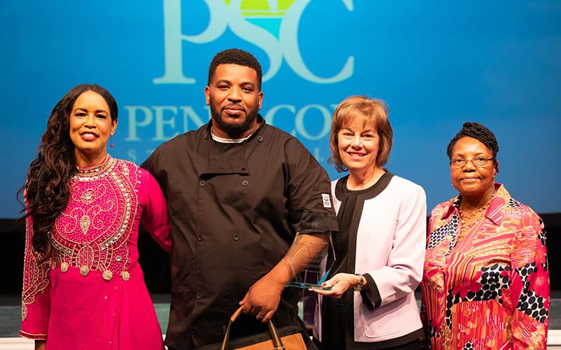 Scholarship award ceremony at Pensacola State College for AAMES Garrett T. Wiggins endowed scholarsh.