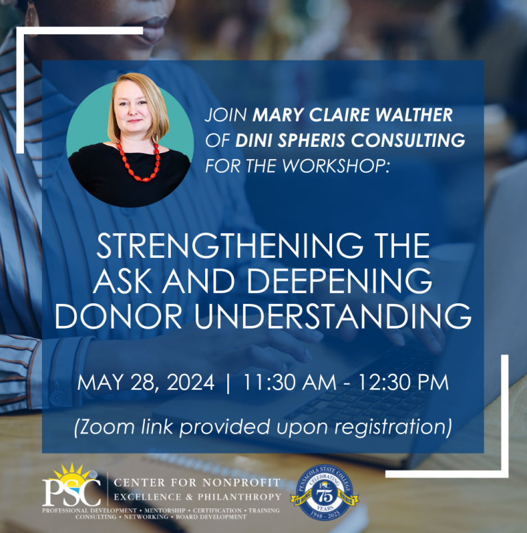 Accessible virtual nonprofit workshop on donor insights and fundraising strategies.