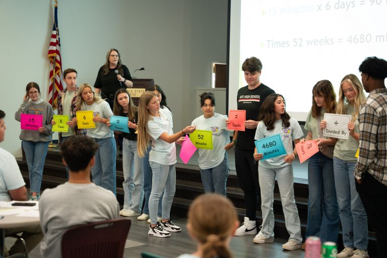 High school SGA officers participate in leadership activities at Pensacola State College conference.