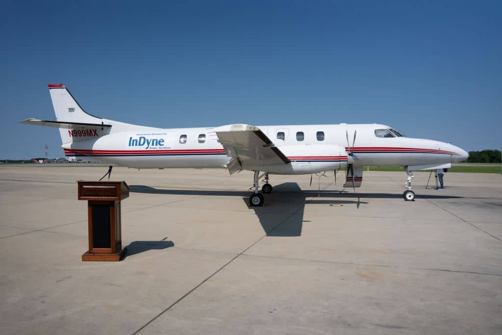InDyne, Inc. CEO Don Bishop donates a Metroliner aircraft to Pensacola State College.