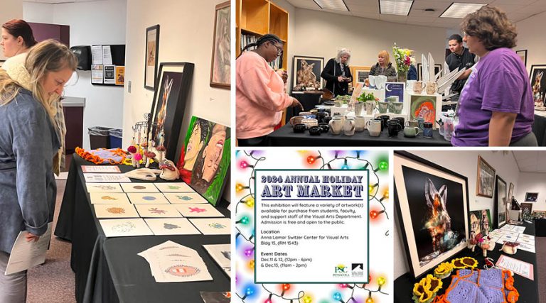 Art Market 2024 featuring handmade gifts and local artwork at Pensacola State College.