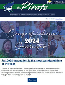 Graduation ceremony celebrating Fall 2024 graduates at Pensacola State College, highlighting academi.