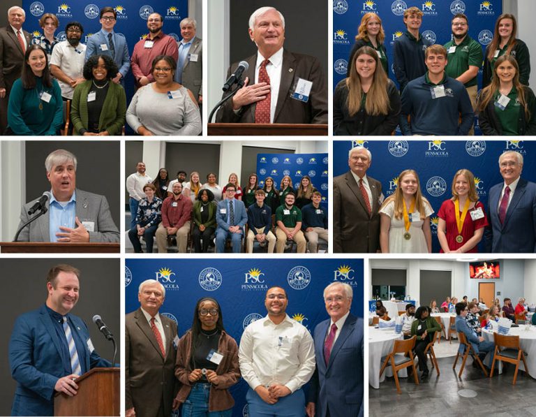 Celebrating student achievements at Pensacola State College Fall 2024 President&rsquo;s Reception event.