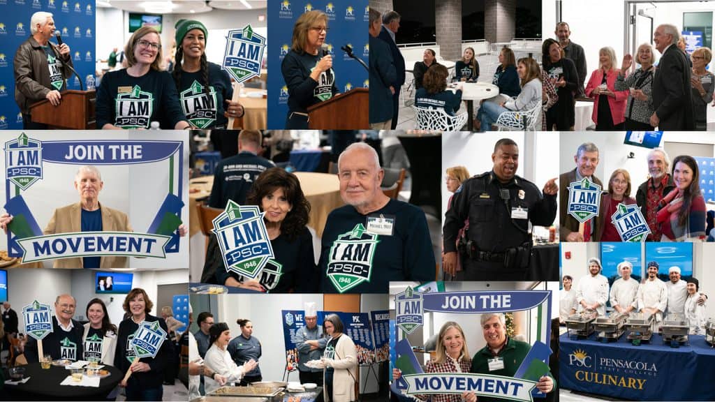 Community leaders and college staff at Pensacola State College participate in the &ldquo;I Am PSC&rdquo; movemen.