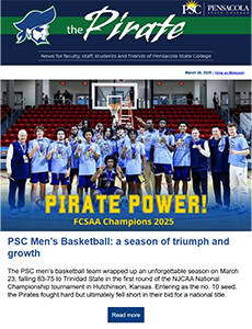 PSC men's basketball team celebrating NCAA tournament victory, showcasing teamwork and athletic exce.
