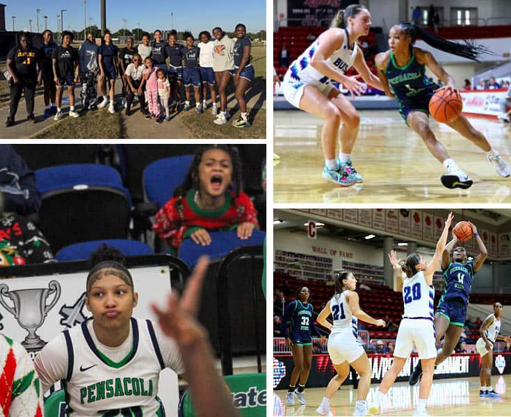 Penn State women&rsquo;s basketball team in action during a game, showcasing athleticism and teamwork.