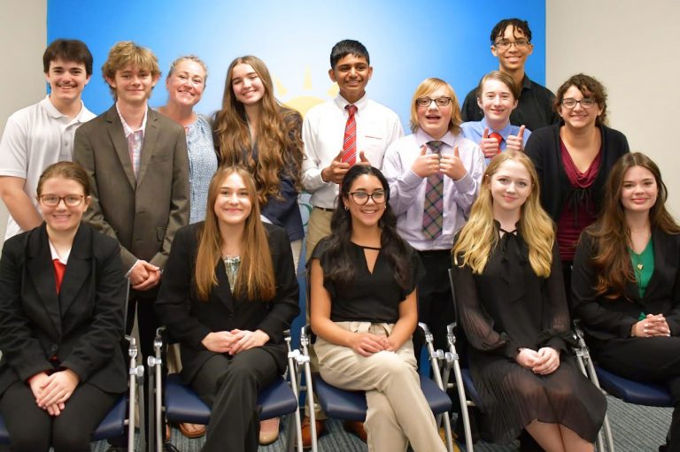 Charter Academy students participating in the Optimist International Club oratorical competition.