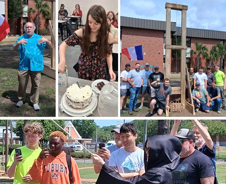 Historical education event showcasing students during Reign of Terror lesson.