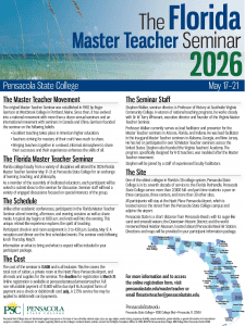 The Florida Master Teacher Seminar at Pensacola State College, May 17-21, 2026, enhances educator sk.