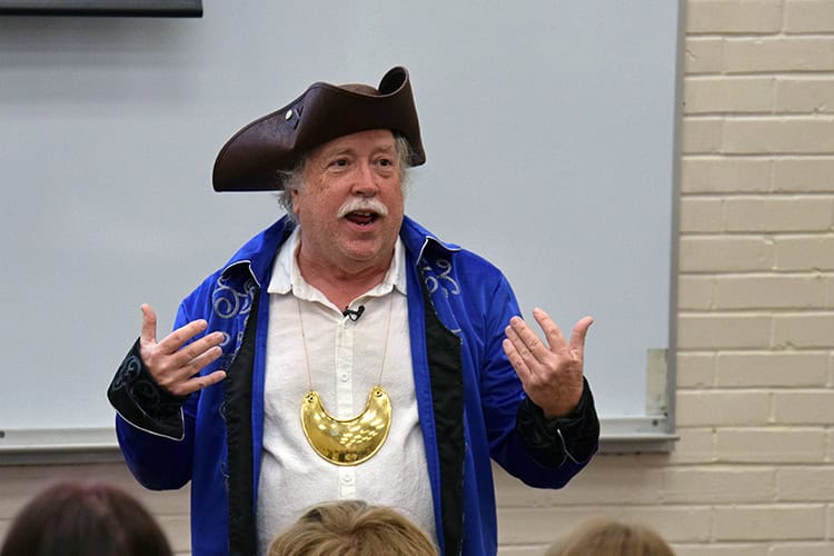 Revolutionary War speaker at Pensacola State College history event.