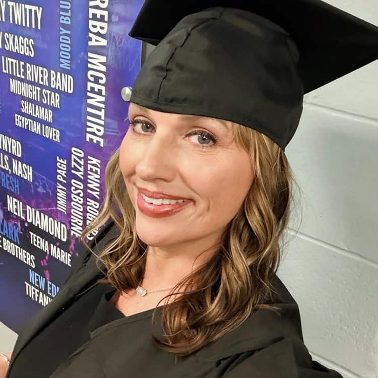 Graduation photo of Jessica Mahuron, RN, BSN in her cap and gown at Pensacola State College.