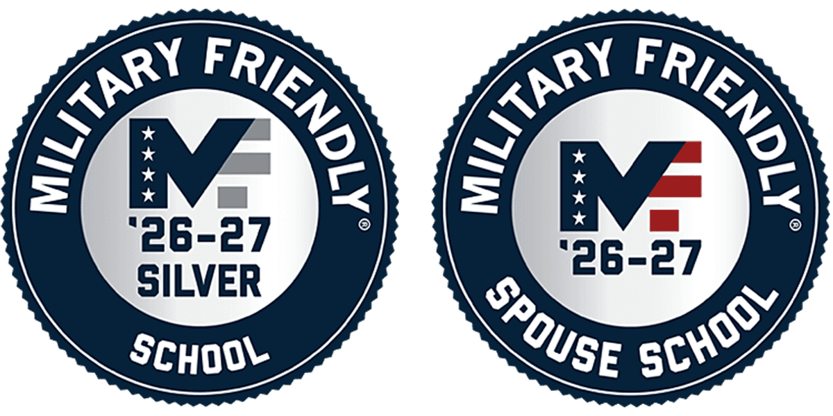 Decorative image of Military Friendly School logos.
